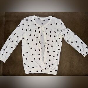 J. Crew Brown Polka Dot Cardigan Sweater